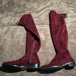 Burgundy knee high boots